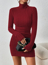 Solid Color Bodycon High Waisted High Neck Mini Dresses
